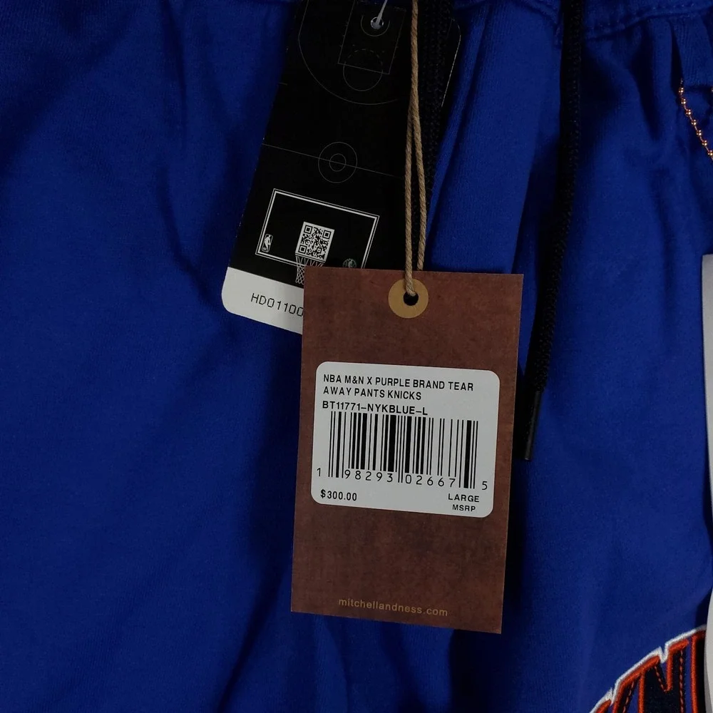 Purple Brand New York Knicks Mitchell & Ness NBA‎ Large Tear Away Pants Blue NWT